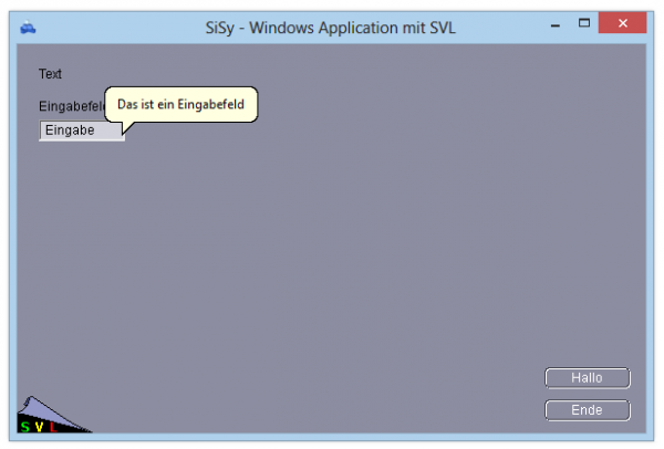 SVL-Anwendung mit Eingabefeld