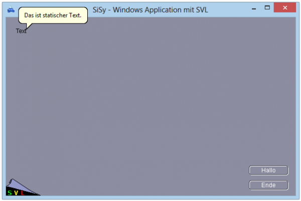 eine SVL-Anwendung mit statischem Text